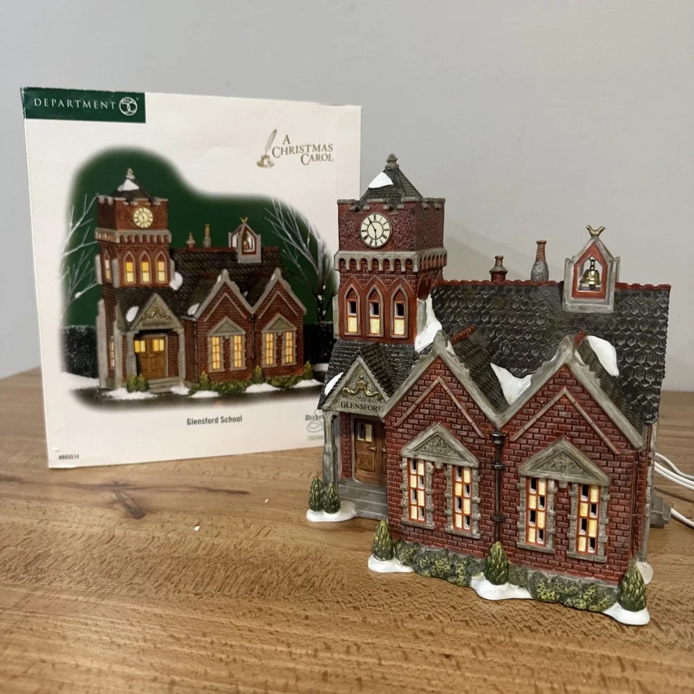 Department 56 Dickens Village Glensford School  805514 Christmas Lighted VTG